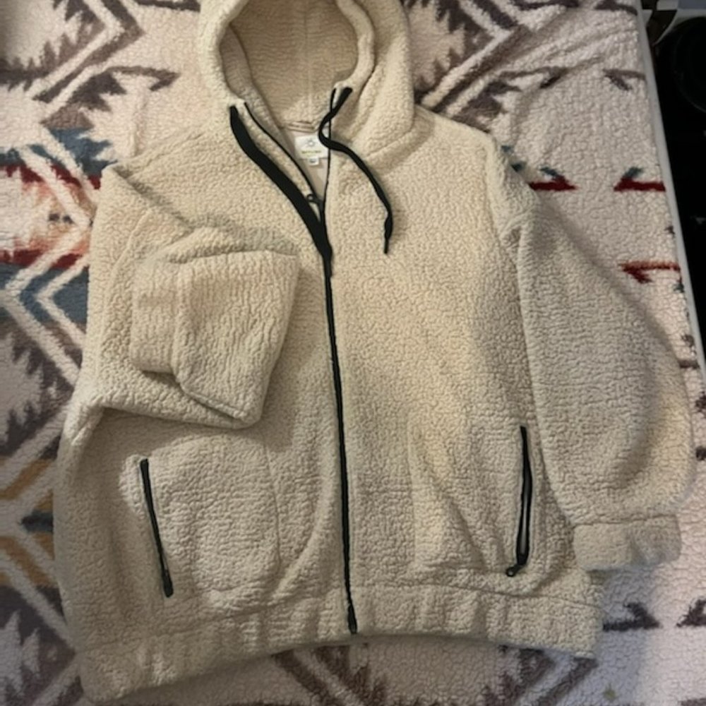 Aerie Offline Oversized Super Cozy Cream Colored Fleece Zip Up Jacket XXL